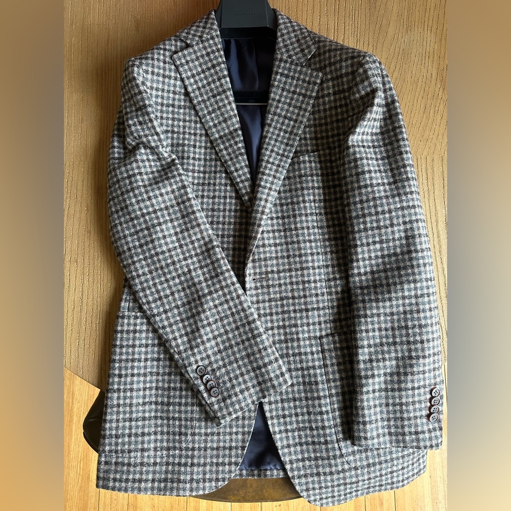 Suitsupply Brown, Tan and Gray Checkered Blazer